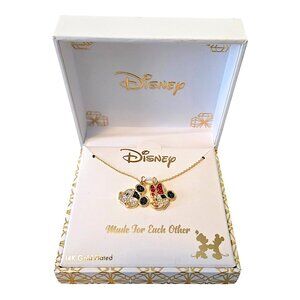 Disney Mickey and Minnie Mouse "Made for Each Other" 14K Gold Plated Necklace